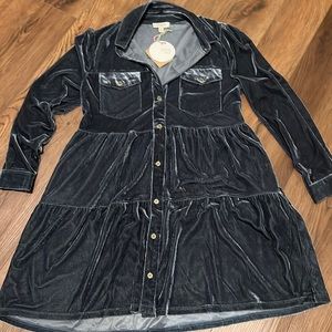 Umgee Boutique Velvet Blue Dress